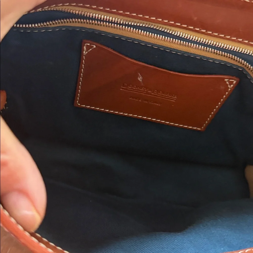 DOONEY & BOURKE signature Crescent Hobo Bag blue canvas with brown leather trim